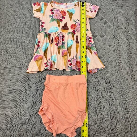 SugarBoo & Co Floral Ice Cream Print Dress and Peach Shorts Set ~ 18/24M - Picture 7 of 9